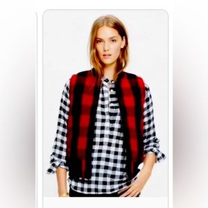 Madewell Buffalo print Sherpa vest